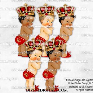 Rode kleine prins bezaaid kwastje riem sierlijke gouden parel fleur de lis kroon konijn pantoffel | Babyjongen 3 huidskleuren | Clipart direct downloaden