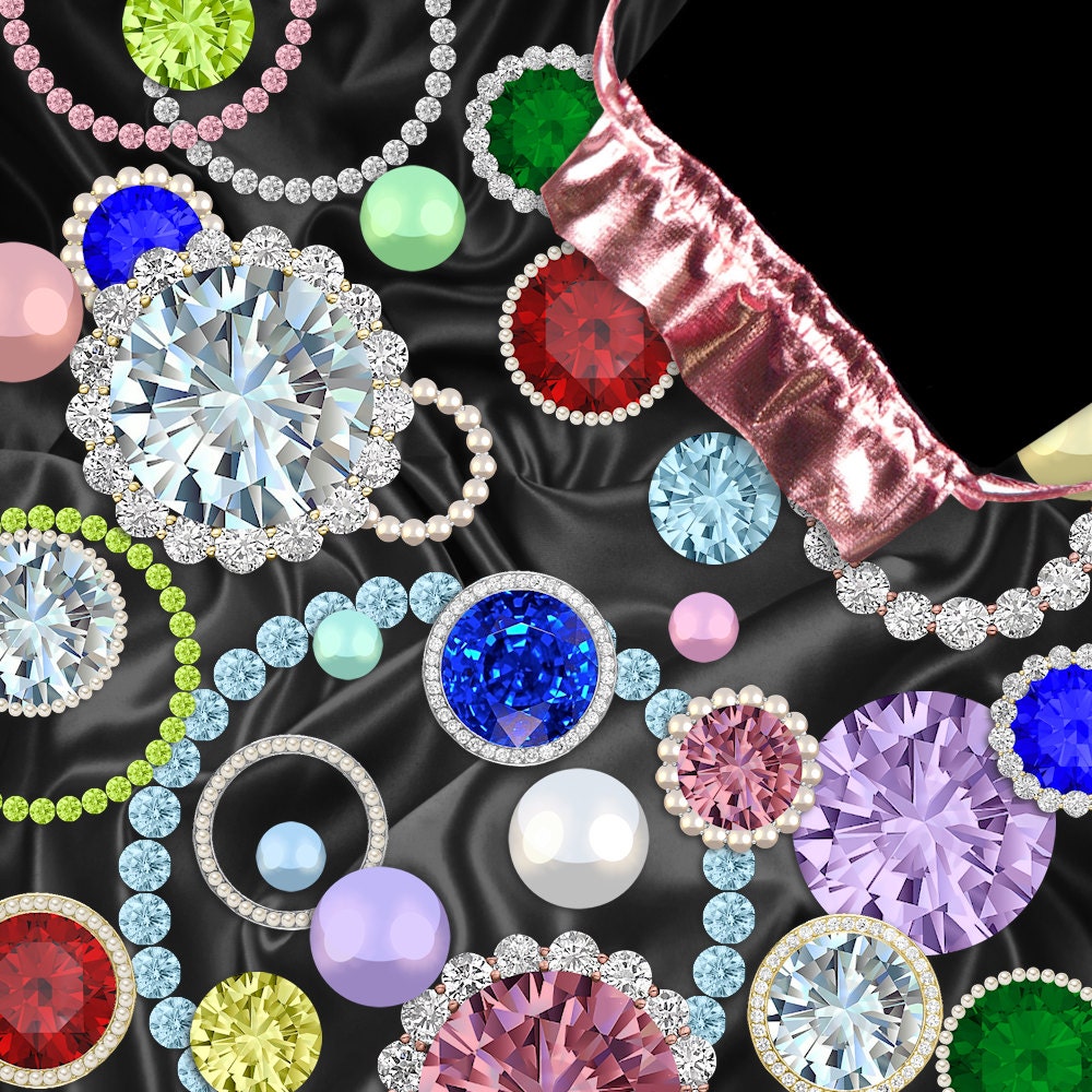 Gem scarf pins with diamond, ruby, sapphire, pearl