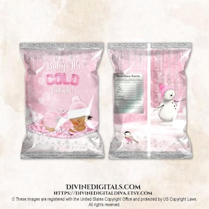 Baby It&#39;s Cold Pink Silber Winter Chip Bag Medium Baby Girl Printable