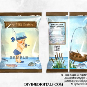 Angeln Thema Chip Taschen Blau Braun | Heller Ton Baby Boy | Digitaler Sofort Download