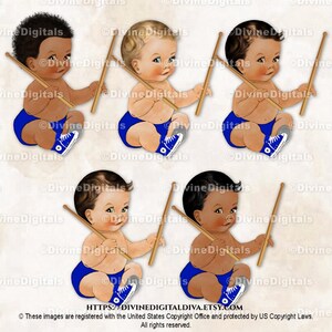 Little Prince Rockstar Drummer Drumsticks Royalblau Sneakers | Sitzendes Baby 3 Hauttöne | Clipart Sofort Download