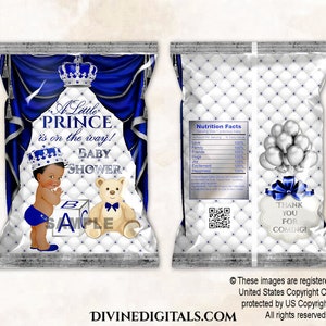 Cortinas imprimibles con diseño de El Principito en azul rey y oso plateado / Tono oscuro para bebé niño / Descarga digital instantánea