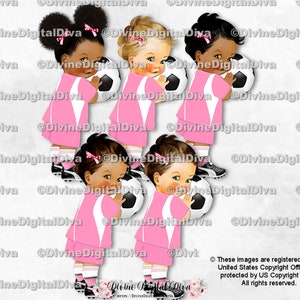 Meias de uniforme de futebol rosa e branco para meninas | Chuteiras esportivas | 3 tons de pele | Download instantâneo de clipart