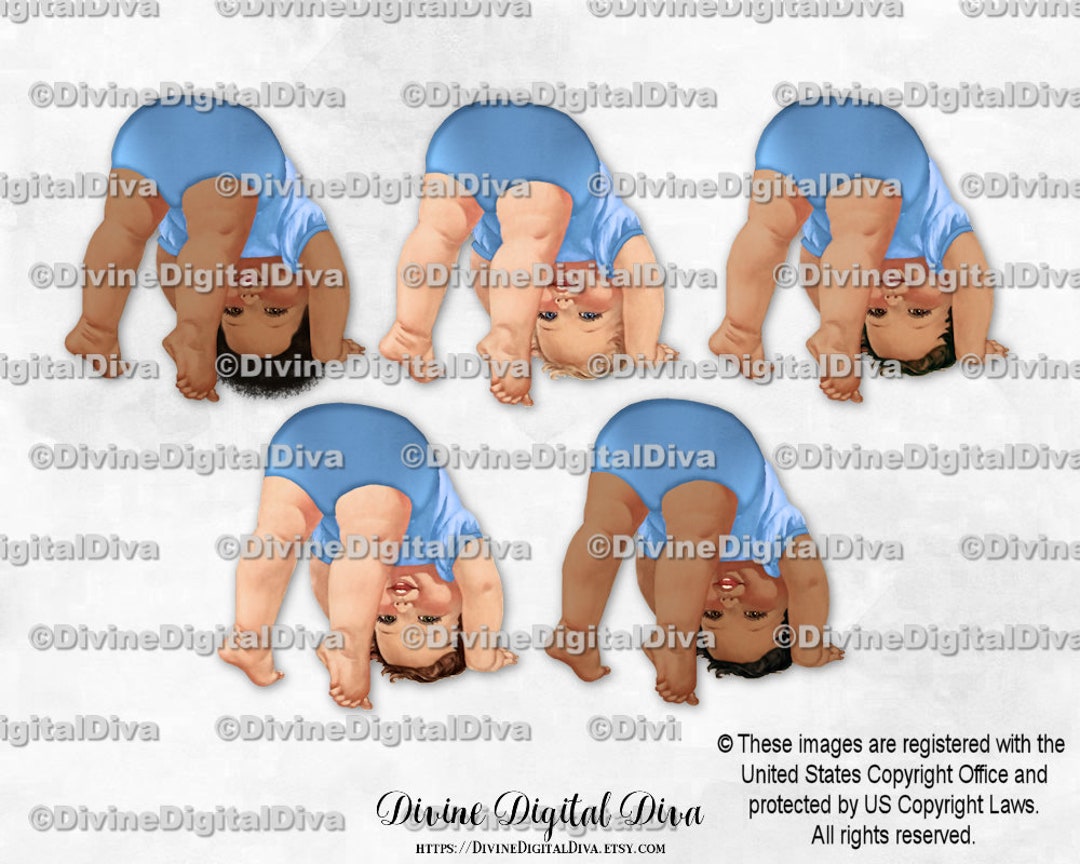 Bottoms up Standing on Head Somersault Blue One Piece Baby Boy 3 Skin