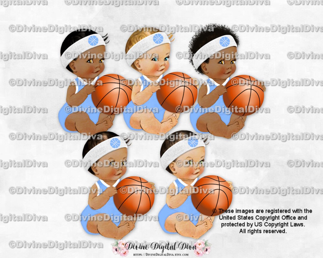 Little Prince Basketball Player Light Blue White Jersey Diaper
