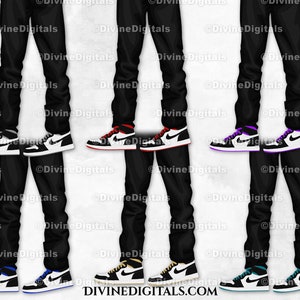 Sneaker Ball Men&#39;s Legs Slouchy Pant Tux Fashion Party | Transparent Clipart Digital Images PNG Instant Download