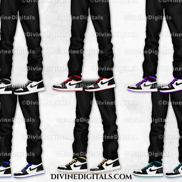 Sneaker Ball Men's Legs Slouchy Pant Tux Fashion Party | Transparent Clipart Digital Images PNG Instant Download