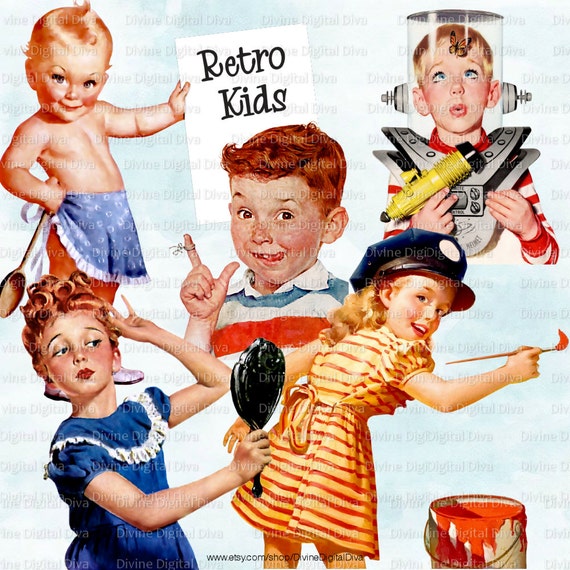 Retro Kids Vintage 50s Children Mid 