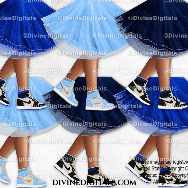 Sneaker Ball The Blues Legs Dress Tutu Fashion Party DARK Skin Tone | Transparent Clipart Digital Images PNG Instant Download