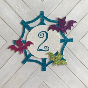 Vampirina inspired Full Moon, Spiderweb and Bat Symbols - Glitter Die Cut/Party Decoration/Embellishment/Cake Topper - One piece - Number 2