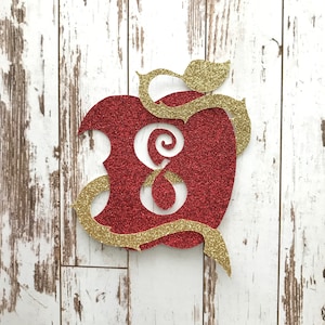 Descendants inspired - Apple Symbol Glitter Die Cut/Birthday Party Decoration/ Embellishment/Cake Topper - 8 Years old