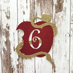Descendants inspired - Apple Symbol Glitter Die Cut/Birthday Party Decoration/ Embellishment/Cake Topper - 6 Years old