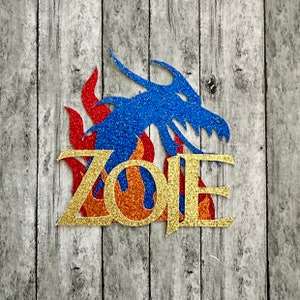 PERSONALIZED Wings of Fire  inspired Dragon with Name Glitter Die Cut/Party Decor/Centerpiece/Cake Topper
