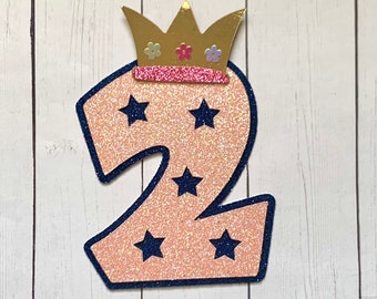Peppa Pig inspired Number - Glitter Die Cut/Party Decoration/ Embellishment/Cake Topper - Any Number