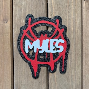 PERSONALIZED Spiderman Spiderverse Graffiti Spiderweb with Name Die Cut/Party Decorations/Centerpiece/Cake Topper