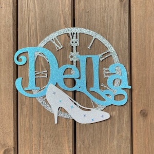 PERSONALIZED Cinderella inspired Name Glitter Die Cut/Party Decoration/Embellishment/Centerpiece/Cake Topper
