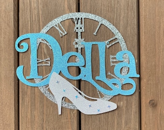 PERSONALIZED Cinderella inspired Name Glitter Die Cut/Party Decoration/Embellishment/Centerpiece/Cake Topper