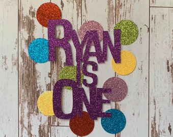 Personalized Inside Out inspired Name and Number - Glitter Die Cut/Party Decoration/ Centerpiece/Cake Topper