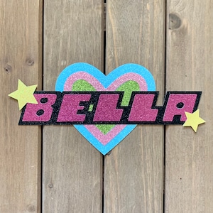 PERSONALIZED Powerpuff Girls / Superhero inspired Name Glitter Die Cut/Party Decorations/Centerpiece/Cake Topper