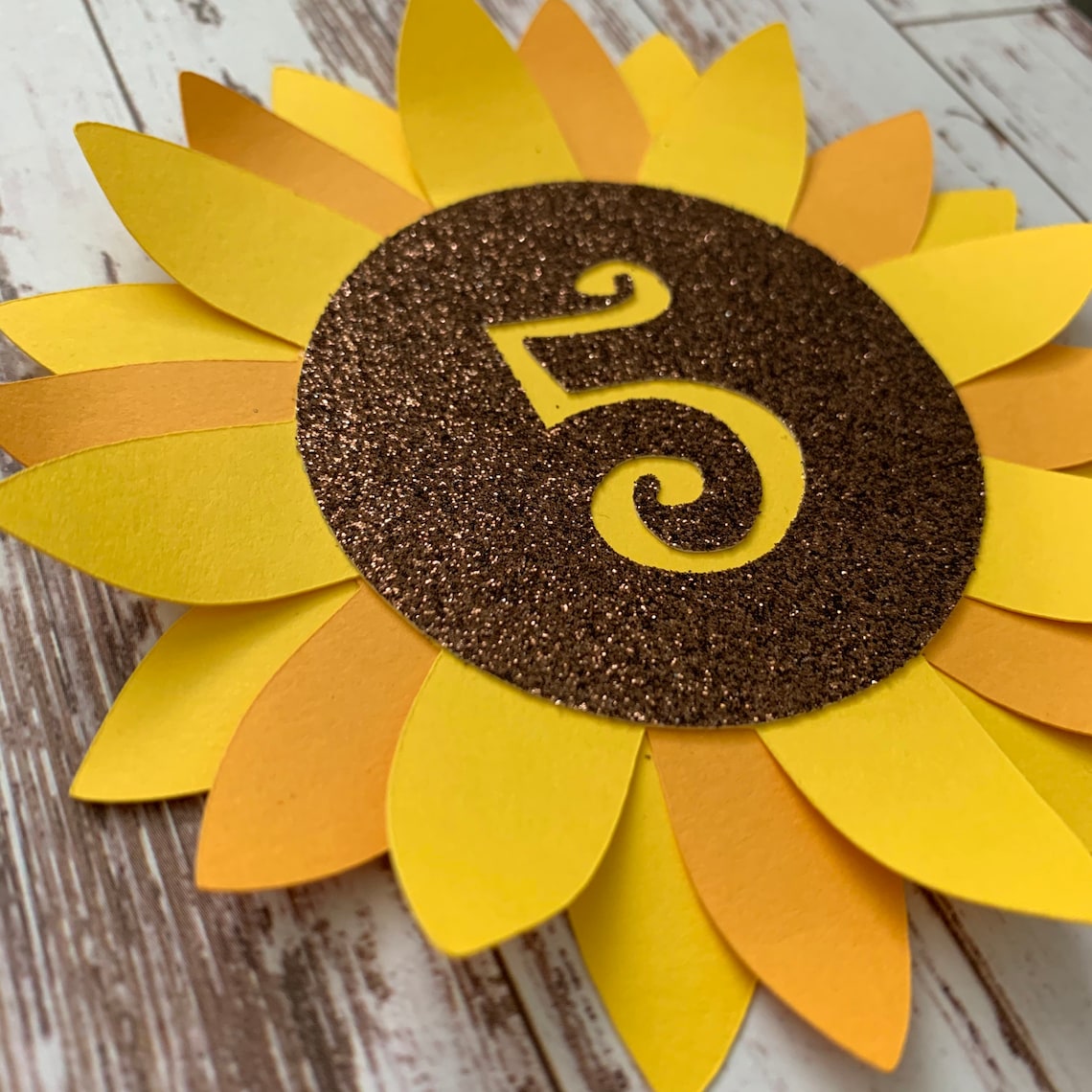 Sunflower With Number Cutout Glitter Die Cut/party Decoration/ Etsy