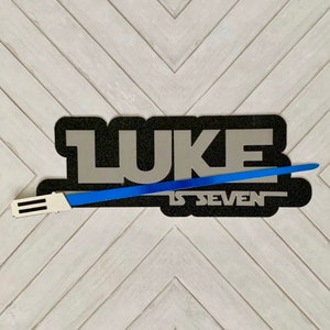 PERSONALIZED Star Wars Name and Number Die Cut/Party Decor/Centerpiece/Cake Topper - Lightsaber