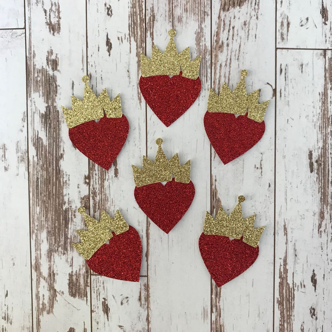 12 Pcs Descendants Inspired Crown and Heart - Glitter Die Cut/party ...