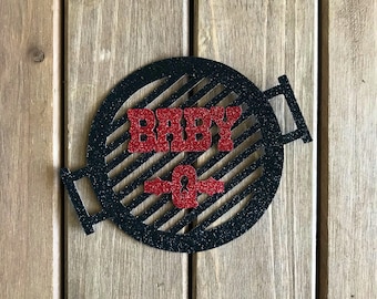 Baby-Q Grill Glitter Die Cut/Party/Baby Shower Decorations/Embellishment/Cake Topper