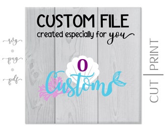 Custom Mermaid Under the Sea Name, Number, Shell and Coral DIGITAL File - Personalized