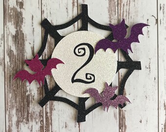Vampirina inspired Full Moon, Spiderweb and Bat Symbols - Glitter Die Cut/Party Decoration/Embellishment/Cake Topper - One piece -Any Number