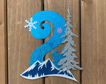 Frozen inspired Number 2 - Glitter Die Cut/Party Decoration/ Embellishment/Cake Topper