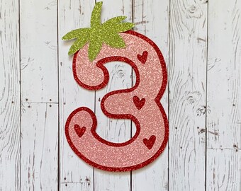 Strawberry Shortcake inspired Number Die Cut/Party Decorations/Centerpiece/Cake Topper - Any Number