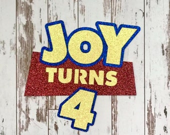 Personalized Toy Story inspired Name with Number - Glitter Die Cut/Party Decoration/ Centerpiece/Cake Topper