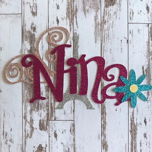 PERSONALIZED Fancy Nancy inspired Name Glitter Die Cut/Party Decorations/Centerpiece/Cake Topper