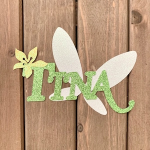 PERSONALIZED Tinker Bell Fairy inspired Name Glitter Die Cut/Party Decoration/Embellishment/Centerpiece/Cake Topper