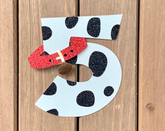 Dalmatian inspired Number Glitter Die Cut/Party Decoration/Embellishment/Centerpiece/Cake Topper - Any Number