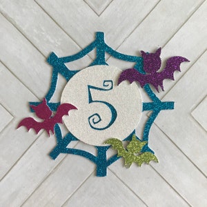 Vampirina inspired Full Moon, Spiderweb and Bat Symbols - Glitter Die Cut/Party Decoration/Embellishment/Cake Topper - One piece - Number 5
