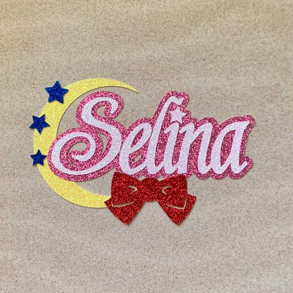 PERSONALIZED Sailor Moon inspired Name Glitter Die Cut/Party Decorations/Centerpiece/Cake Topper