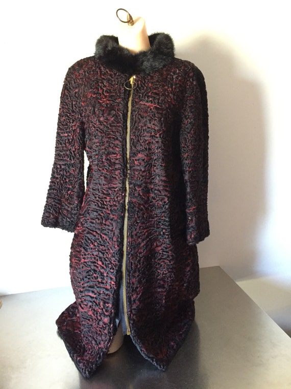 Schiaparelli red Persian lamb coat