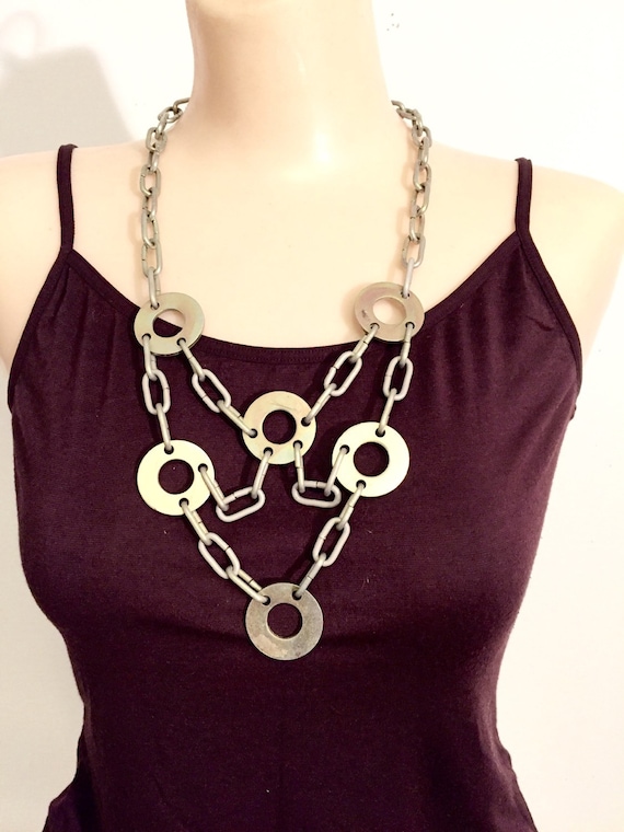 Vintage Gold toned Industrial chain necklace 1980s - image 1