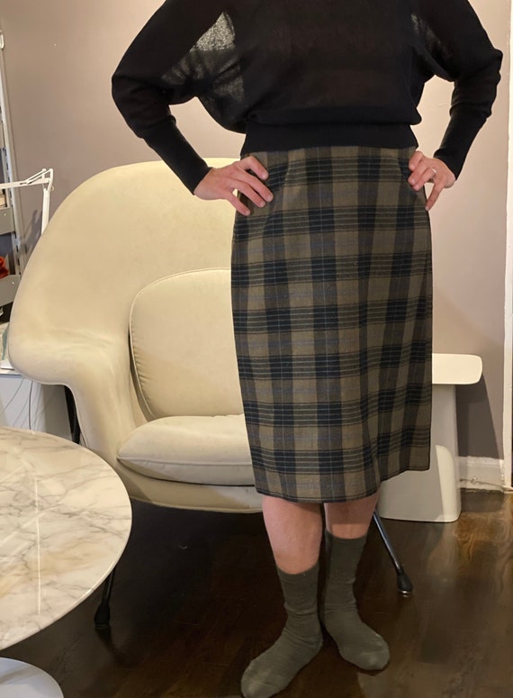 Pendleton? Vintage 50s woven plaid straight skirt