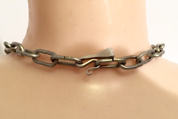 Vintage Gold toned Industrial chain necklace 1980s - image 3