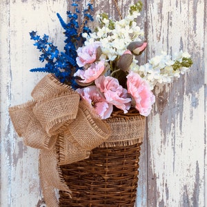 Spring Wreath, Spring Flower Basket, Front Door Wreath, Summer Wreath for Front Door, Everyday Wreath