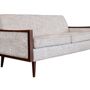 Mid Century Modern Alder Wood Loveseat - Casara Modern Tyler Sofa