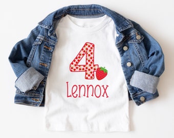 Strawberry Birthday Shirt / Personalized Fourth Birthday Tee / Berry Sweet Party Shirt