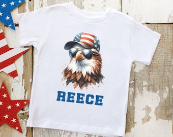 Patriotic Eagle Shirt For Toddlers / America Tee / 4th of July Kids T-Shirt With Name