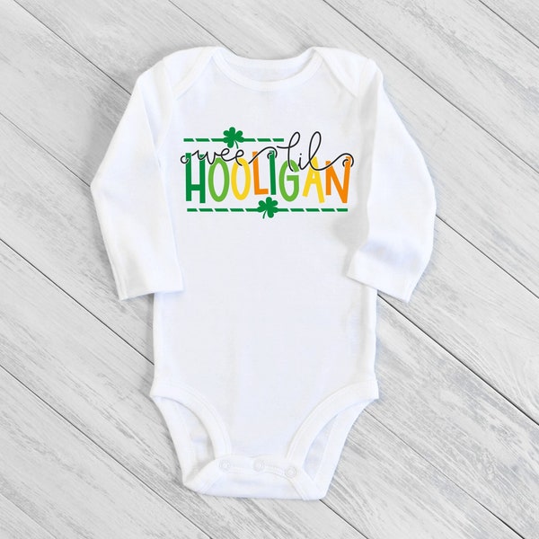 St Patrick's Day One Piece Infant Or Toddler Shirt / Wee Little Hooligan Irish Tee / Clover Shirt