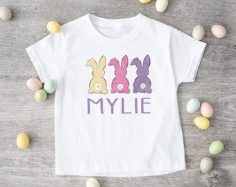 Personalized Girls Easter Shirt / Bunny T-Shirt / Egg Hunt One Piece Bodysuit For Infants / Toddler Easter Shirt