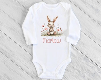 Personalized Easter Bunny Shirt: Baby Girl Bodysuit or Toddler Tee