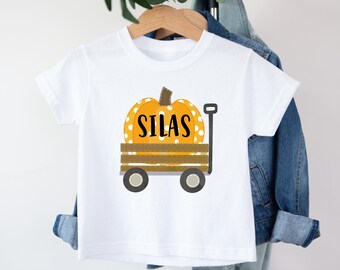 Personalized Fall Wagon Infant Bodysuit / Toddler Pumpkin Shirt / Hay Ride Shirt With Name