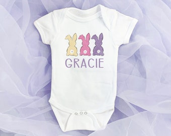 Personalized Girls Easter Shirt / Bunny T-Shirt / Egg Hunt One Piece Bodysuit For Infants / Toddler Easter Shirt